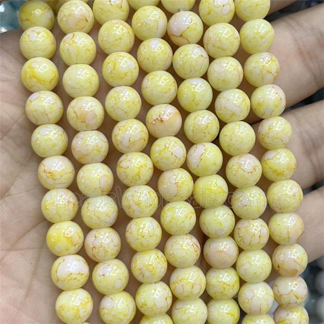 Yellow Glass Beads Smooth Round