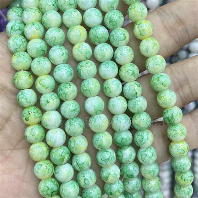 Green Glass Beads Smooth Round