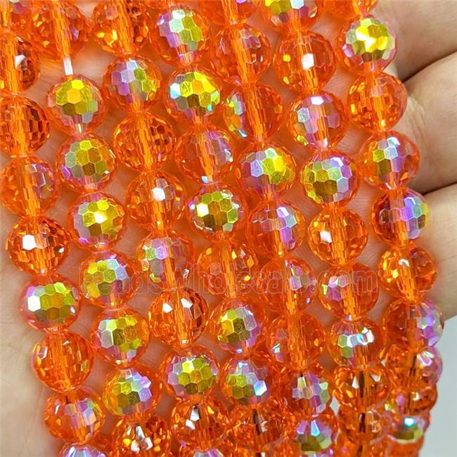 Orange Chinese Crystal Glass Beads Electroplated Faceted Round