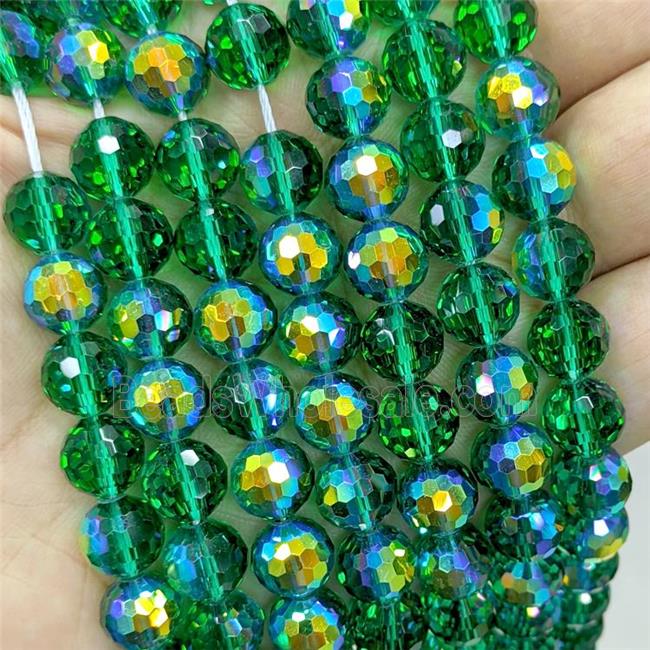 Green Chinese Crystal Glass Beads Electroplated Faceted Round