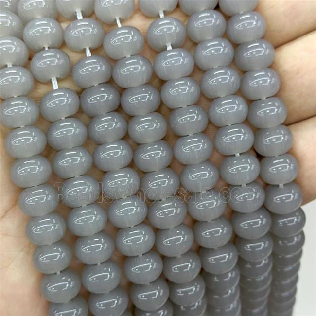Jadeite Glass Beads Gray Dye Smooth Rondelle