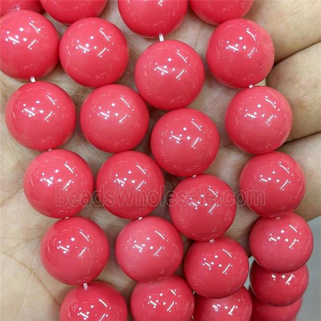 Red Lacquered Glass Beads Smooth Round