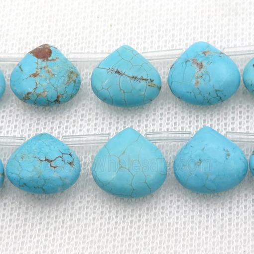 Magnesite Turquoise teardrop beads, topdrilled