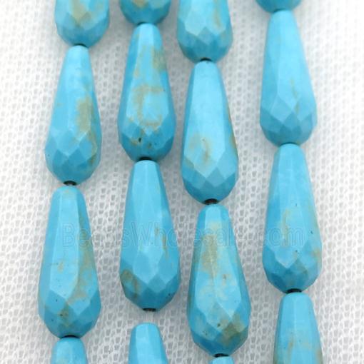 blue Magnesite Turquoise beads, faceted teardrop