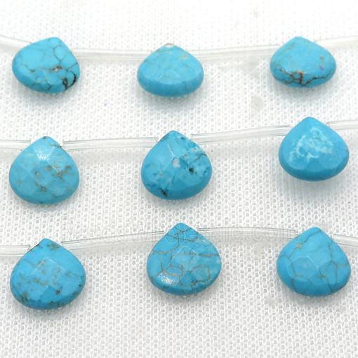 blue Magnesite Turquoise beads, faceted teardrop, topdrilled
