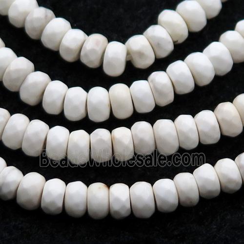whtie Magnesite Turquoise beads, faceted rondelle