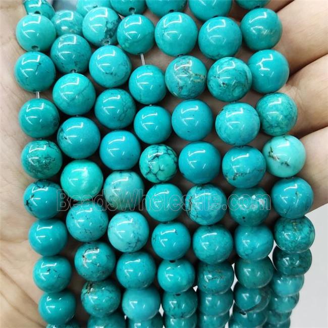 Natural Turquoise Beads Smooth Round Teal Dye