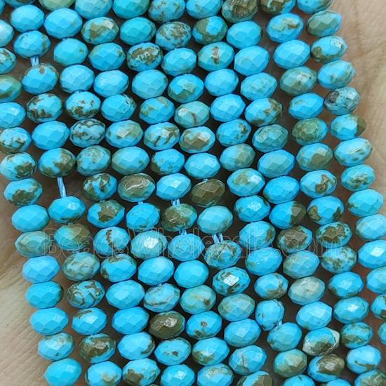 Howlite Turquoise Beads Blue Dye Faceted Rondelle