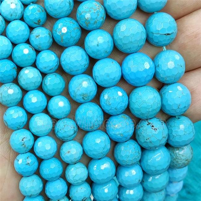 Howlite Turquoise Beads Blue Dye Faceted Round