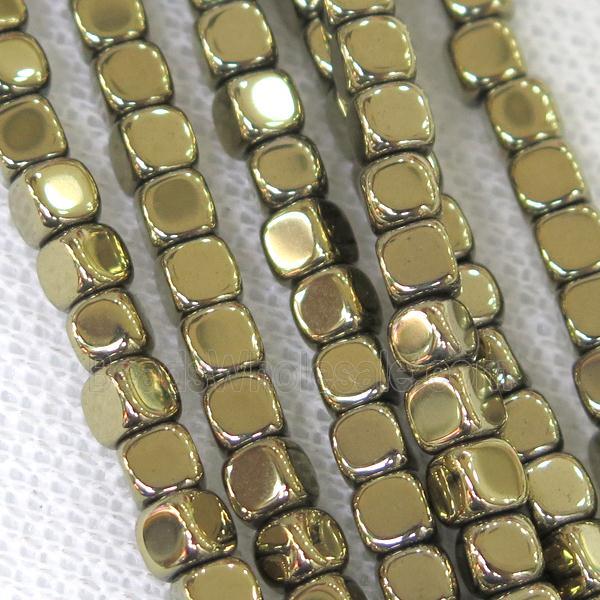 Hematite cube beads, pyrited