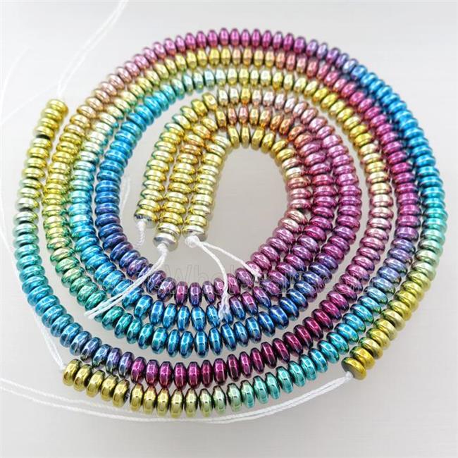 Hematite rondelle beads, mix color, electroplated