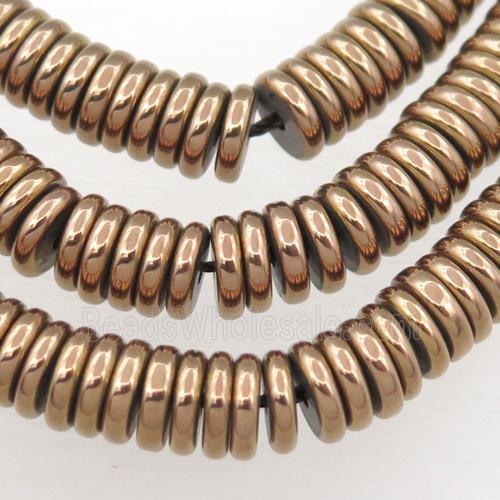 Hematite heishi beads, brown
