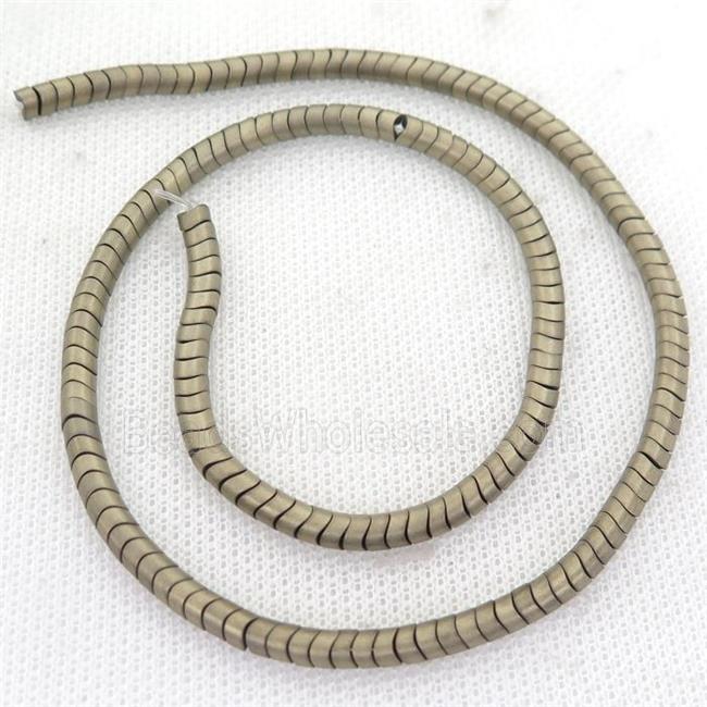 Hematite wave Beads, snakeskin, matte, pyrite color