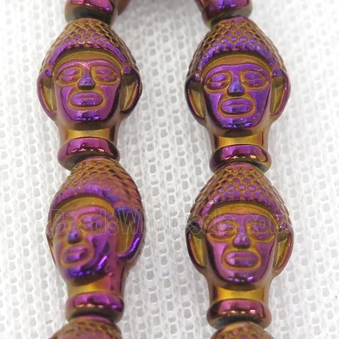 purple Hematite buddha Beads