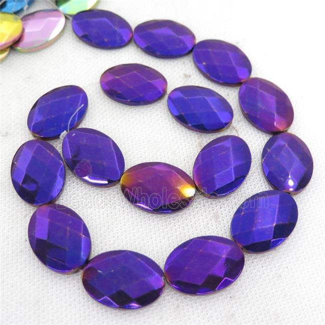 purple Hematite Beads, faceted oval
