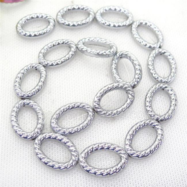 Hematite oval beads, silver plated