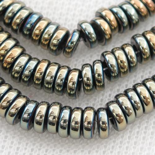 Hematite heishi beads, bluegold