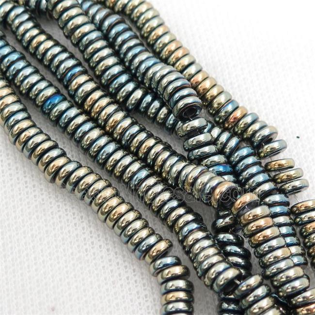 Hematite heishi beads, bluegold