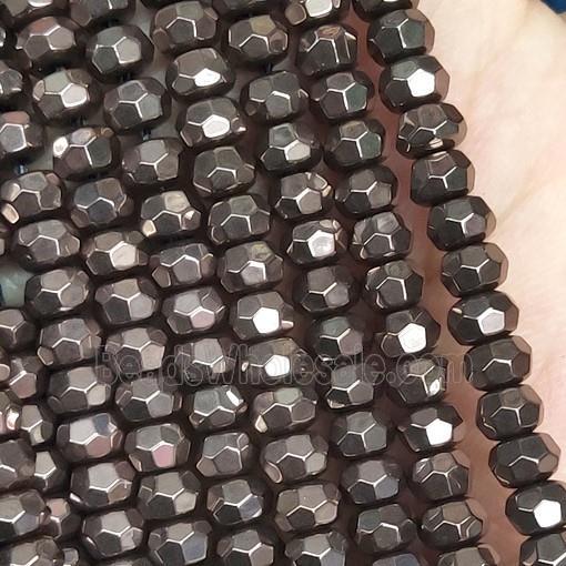 chocolate Hematite Beads, faceted rondelle, electroplated