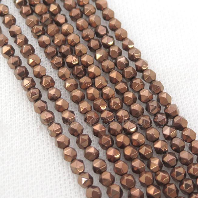 Brown Hematite Beads Cut Round Electroplated