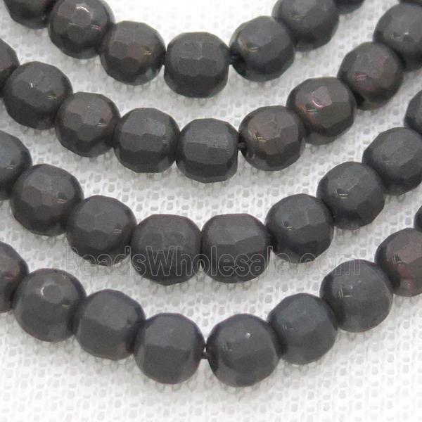 Black Chocolate Hematite Beads Faceted Round