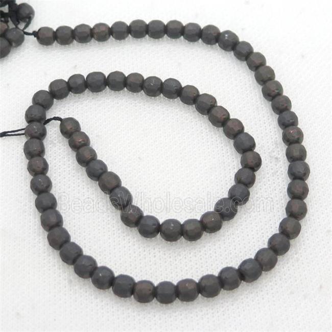 Black Chocolate Hematite Beads Faceted Round