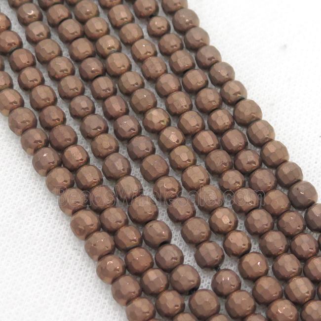 Hematite Beads Faceted Round Brown