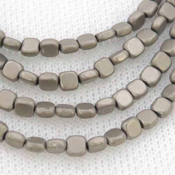 Hematite Beads Square Matte Silver