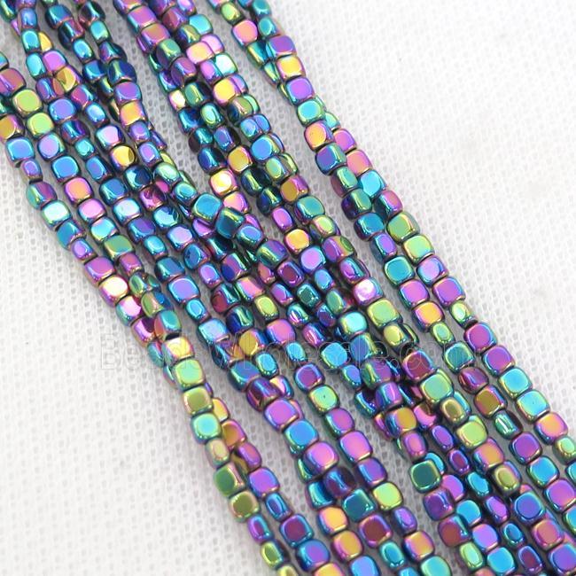 Rainbow Hematite Beads Square