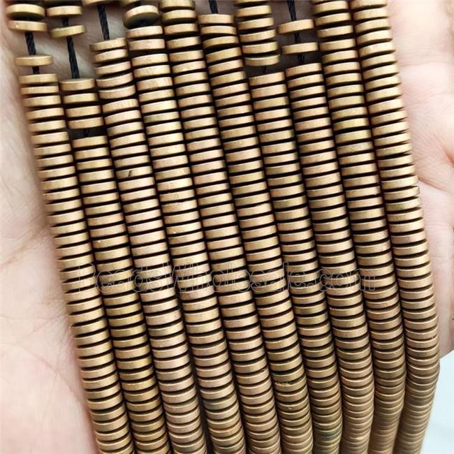 Hemaite Beads Heishi Matte Gold Plated