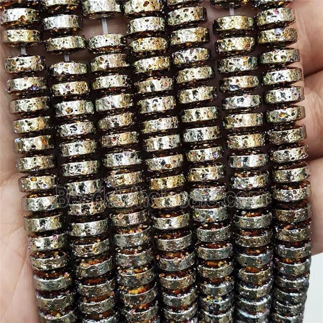 Assembled Lava Beads Heishi Gold Plated