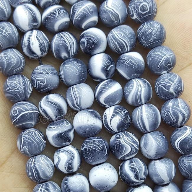 Hematite Beads Smooth Round Gray Lacquered Painted