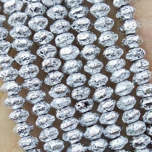 Hematite Rondelle Beads Shiny Silver Electroplated