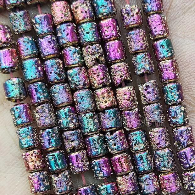 Hematite Tube Beads Multicolor Electroplated