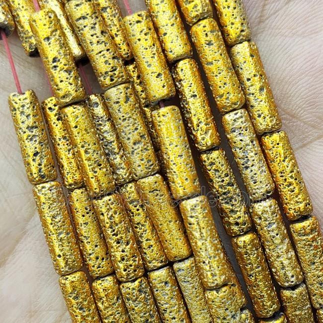 Hematite Tube Beads Golden Electroplated