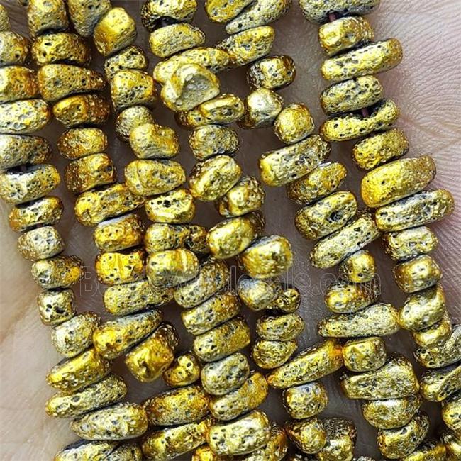 Hematite Beads Freeform Golden Electroplated