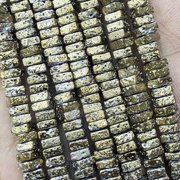 Hematite Beads Square Lt.gold Electroplated