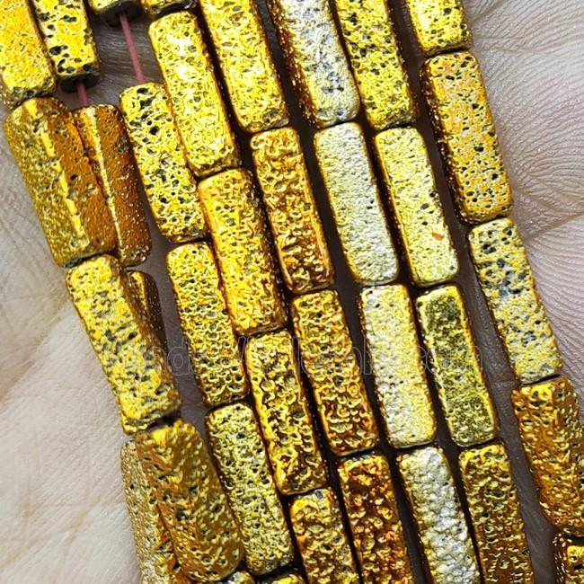Hematite Tube Beads Golden Electroplated