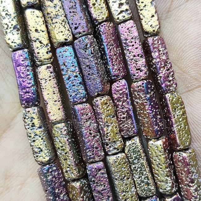 Hematite Tube Beads Multicolor Electroplated