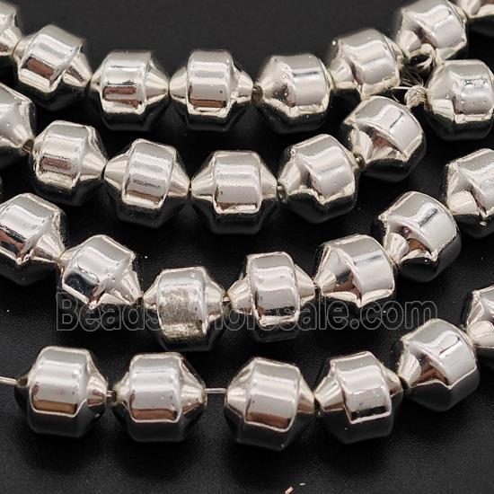 Hematite Bullet Beads Bicone Shiny Silver