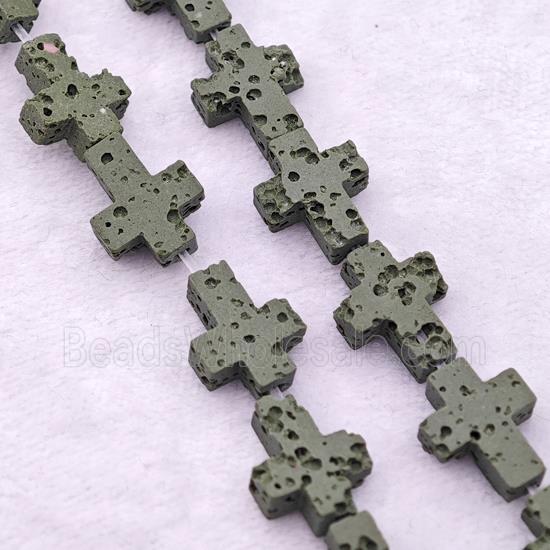 Green Lava Cross Beads