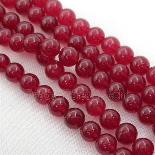 red Spong Jade Beads, round