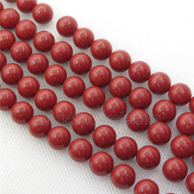 coralred Spong Jade Beads, round