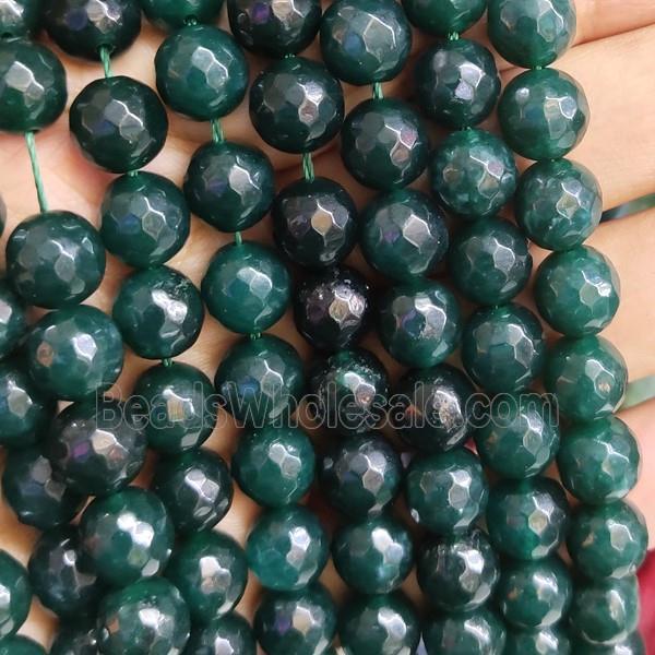 green Jade Beads, faceted round, b-grade