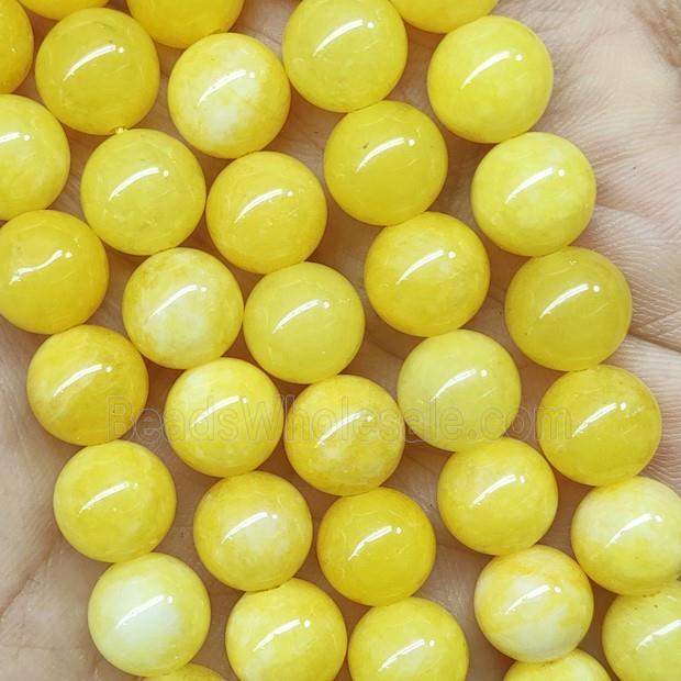 round Jade Beads, yellow dye