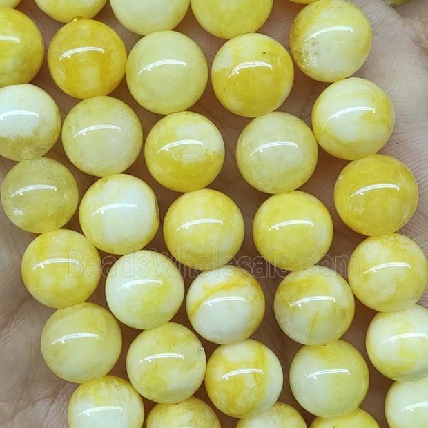 round yellow Jade Beads, dye