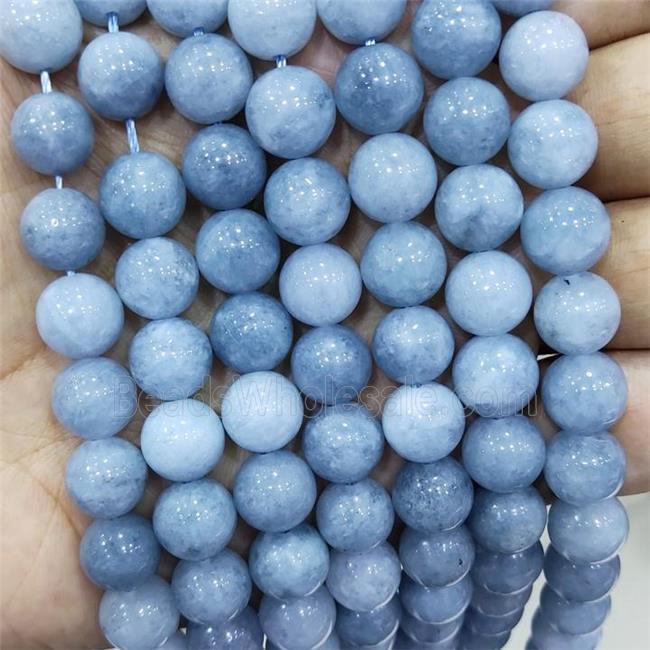 Blue Spong Jade Beads Smooth Round