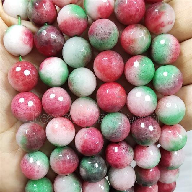 Redgreen Jade Beads Dye Faceted Round