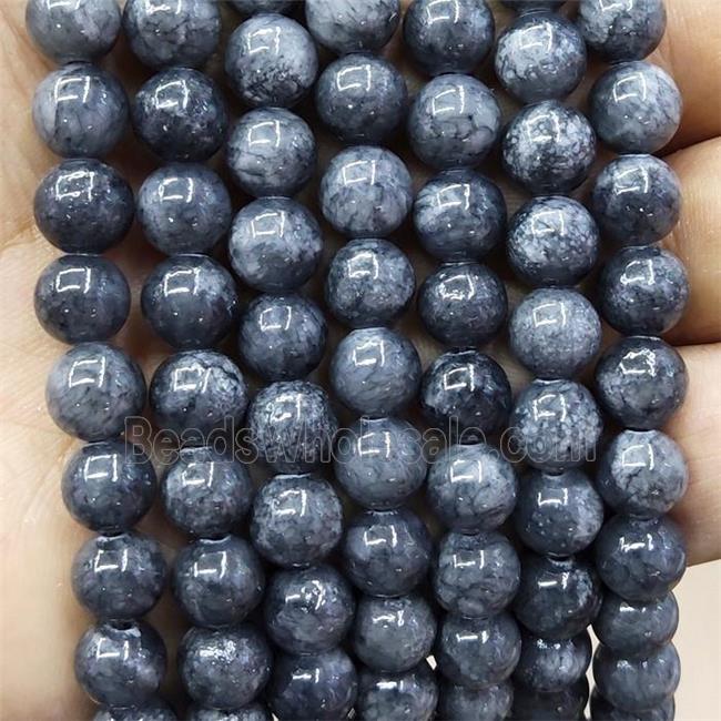 Natural Honey Jade Beads Black Dye Smooth Round