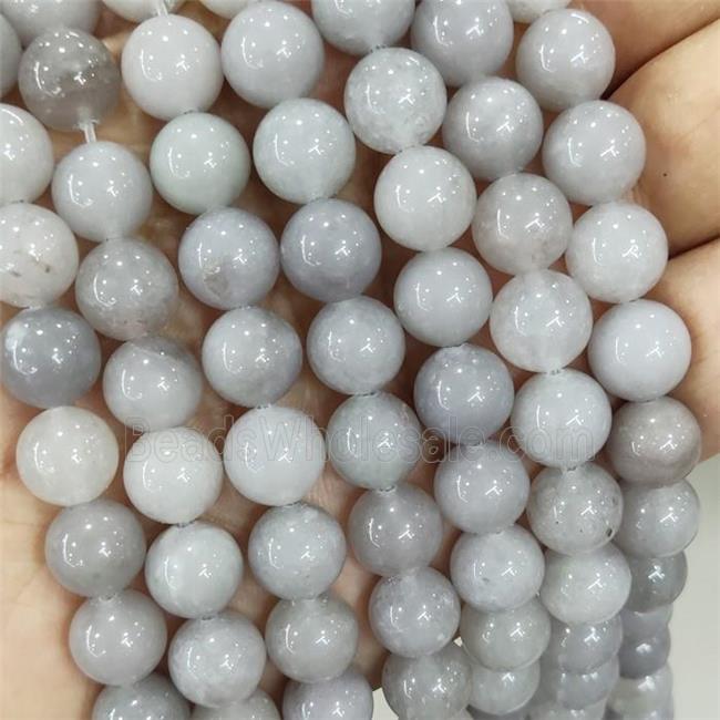 Jade Beads Gray Dye Smooth Round